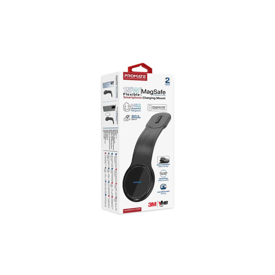 Promate LaxMount-15W 15W MagSafe Compatible Flexible Smartphone Charging Mount in Qatar Promate LaxMount-15W 15W MagSafe Compatible Flexible Smartphone Charging Mount in Qatar